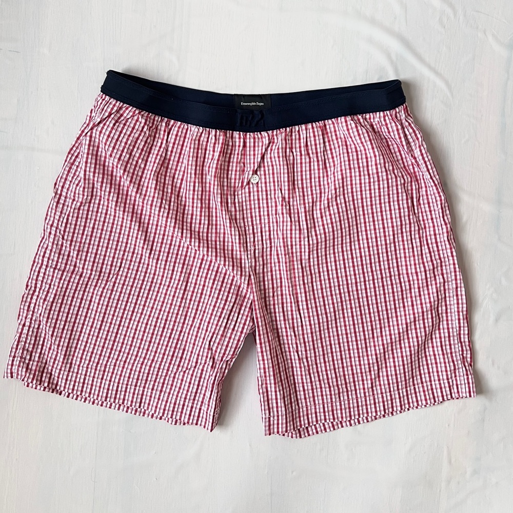 Ermenegildo Zegna cotton Boxer Shorts Red plaid men's Size XXL Italian luxury